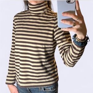 tan & brown striped turtleneck